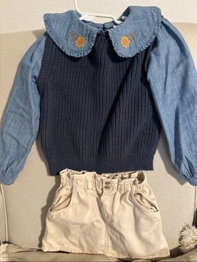 Little Co sweater and Zara skirt